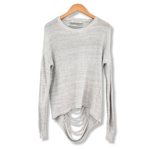 Stitches & Stripes Women's Distressed Back Hi Low Sweater Size Medium